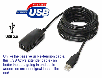 HF-CAB-USB-EXTB-35: USB 2.0 Extension Cable Male A to Female A 35 feet W/Booster
