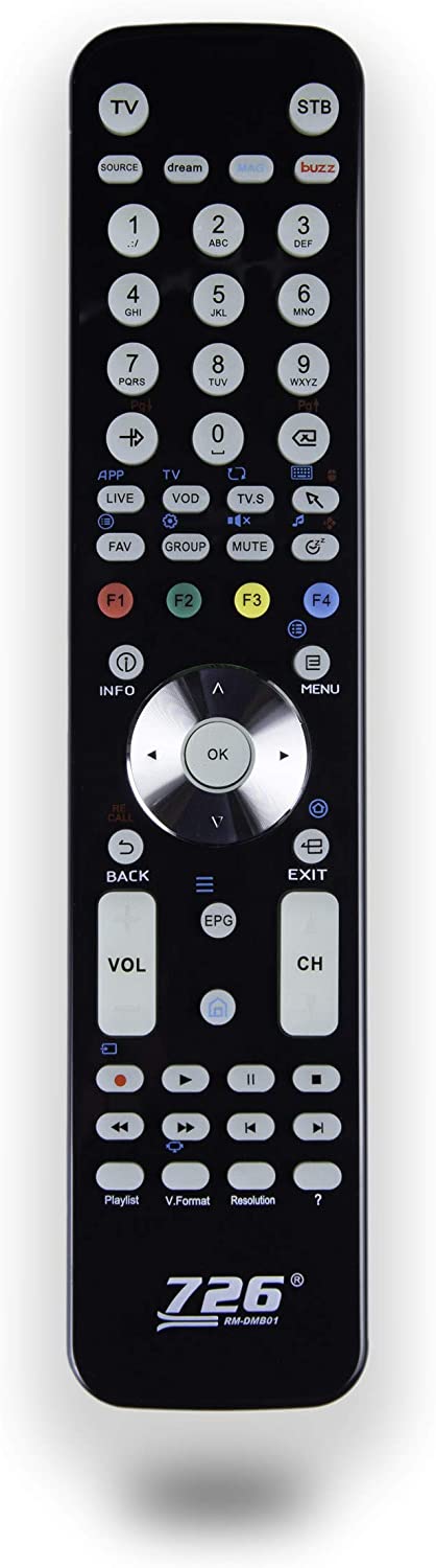 726UCR: 726 Universal (one) Remote Control for Dreamlink/Formuler, Buzz TV, Mag Set-Top-Box