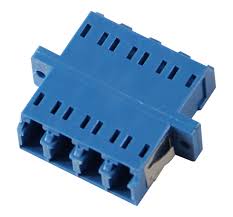 A-LCLCFFQ: LC/LC fiber coupler F/F singlemode quad ceramic panel mount, blue