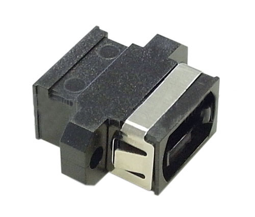 A-MPOC: MPO fiber coupler for cross wiring (key up to key up) panel mount, black