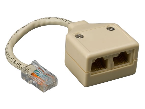 A-RJ45TPM2F: 6 inch Cat5e RJ45 tee connector M to 2 Female