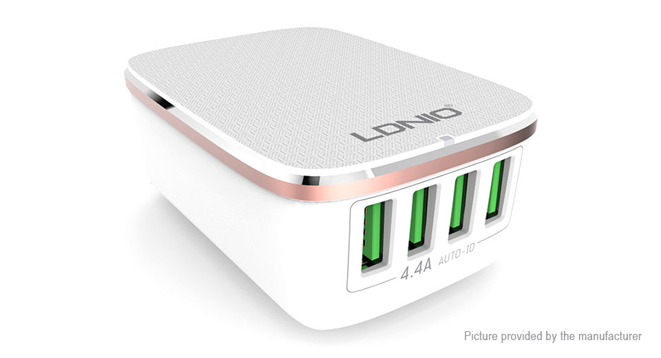 A4404: LDNIO 4-Port 4.4A USB AC Charger Power Adapter for USA with UK plug - Click Image to Close