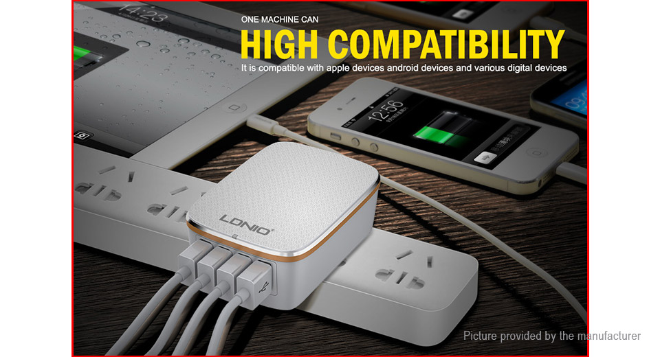 A4404: LDNIO 4-Port 4.4A USB AC Charger Power Adapter for USA with UK plug