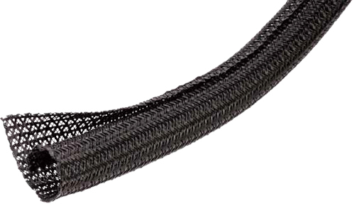 BS-F6038-75BK: 75ft 3/8 inch Split Braided Sleeving Black