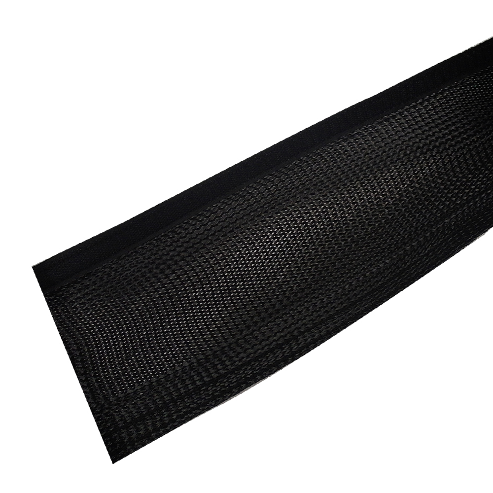 BS-FW200-100BK: 100ft 2 inch Split Hook and Loop Braided Sleeving Black - Click Image to Close