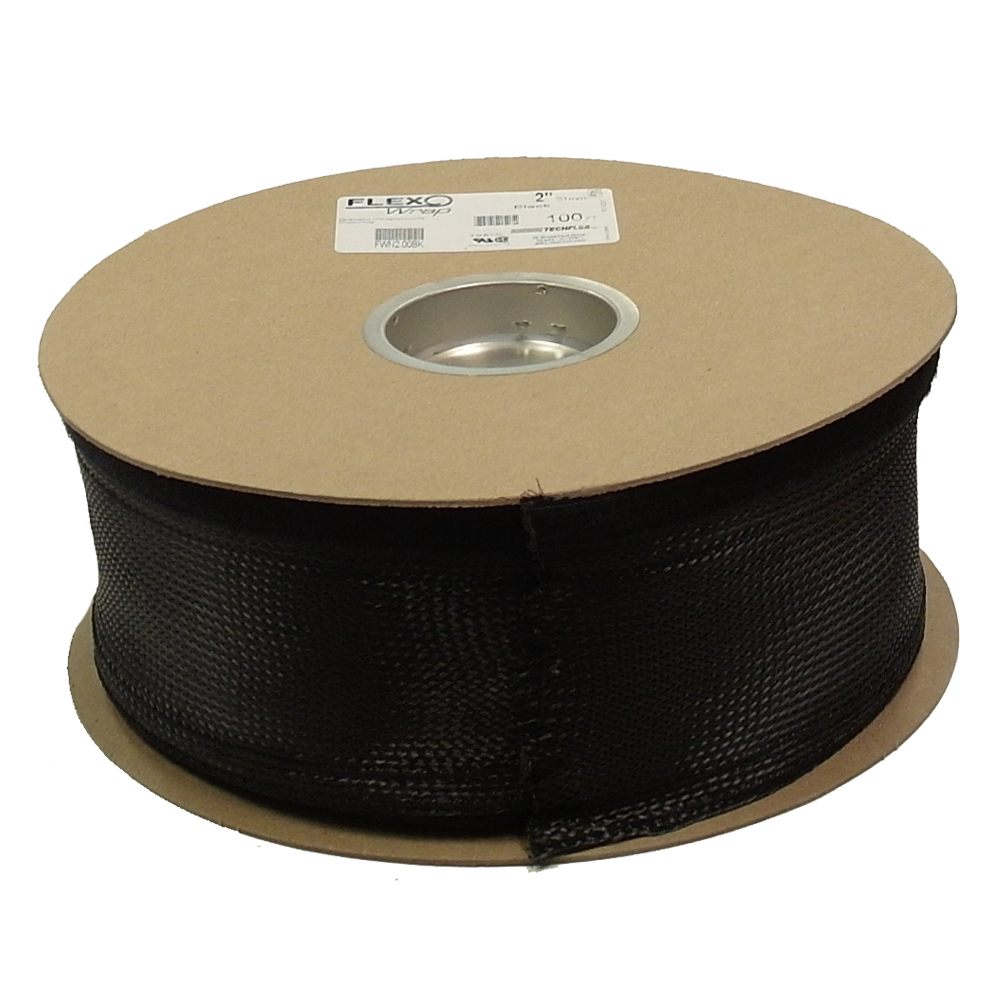 BS-FW200-100BK: 100ft 2 inch Split Hook and Loop Braided Sleeving Black - Click Image to Close