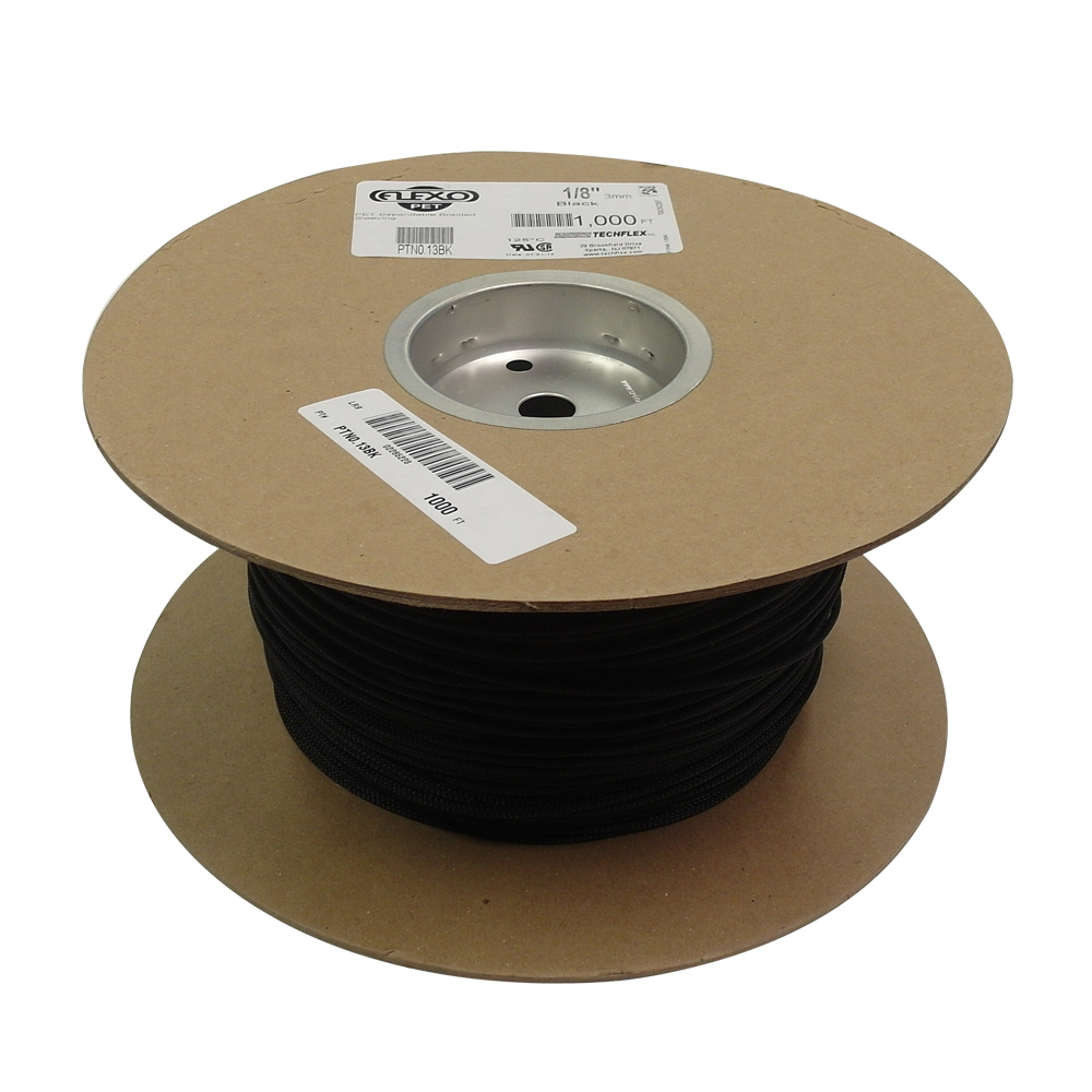 BS-PT013-1000BK: 1000ft 1/8 inch Sleeving Black - Click Image to Close