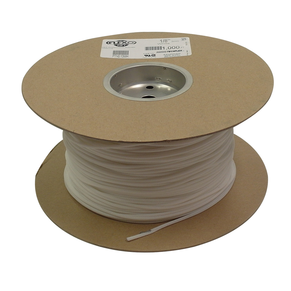 BS-PT013-1000WH: 1000ft 1/8 inch Sleeving White