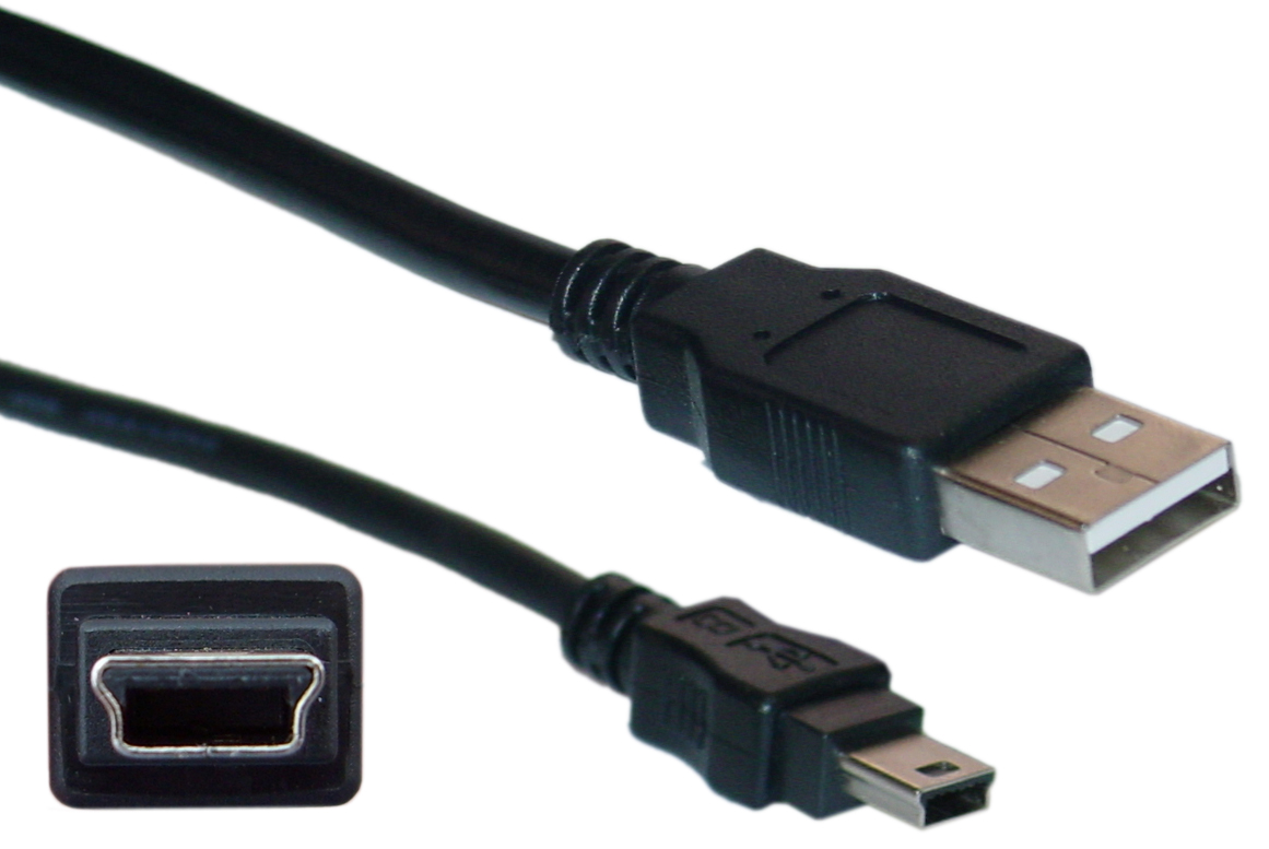 MIUSB-1: USB 2.0 A Male to Mini 5pin Male Cable 1FT
