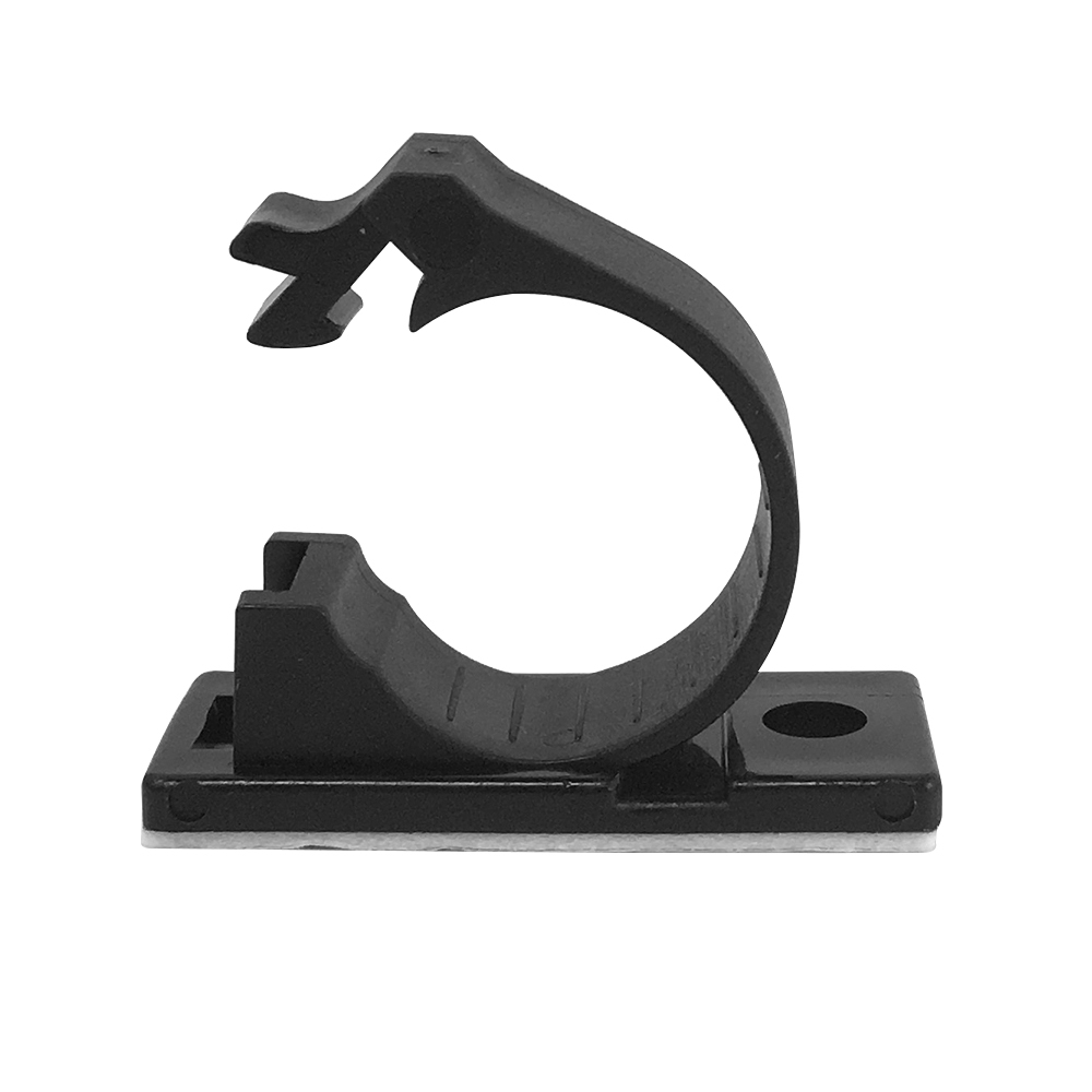 CC-215-BK: 100pk Cable Clamp, 15mm OD Cable, Self-Adhesive or Screw-Down - Black