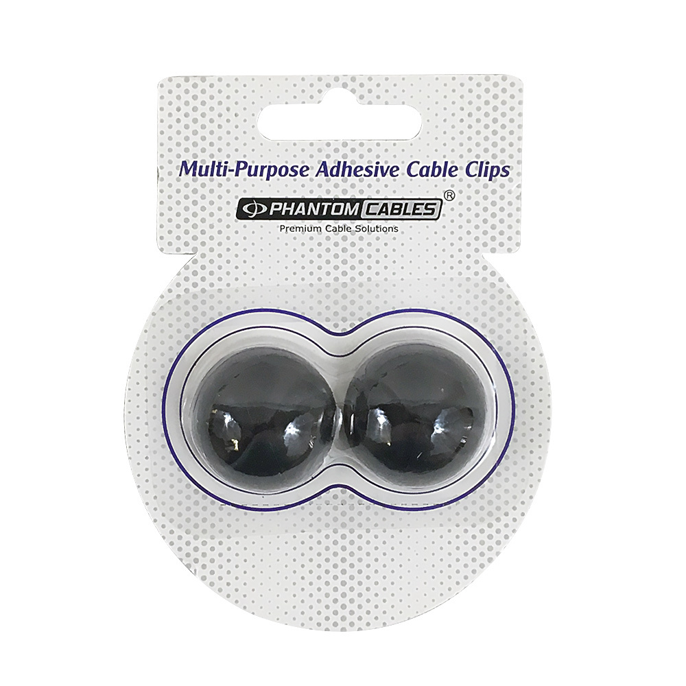 CC-AD1-BK: Cable Clips for Single Wire - Adhesive - Black (2 Pack)