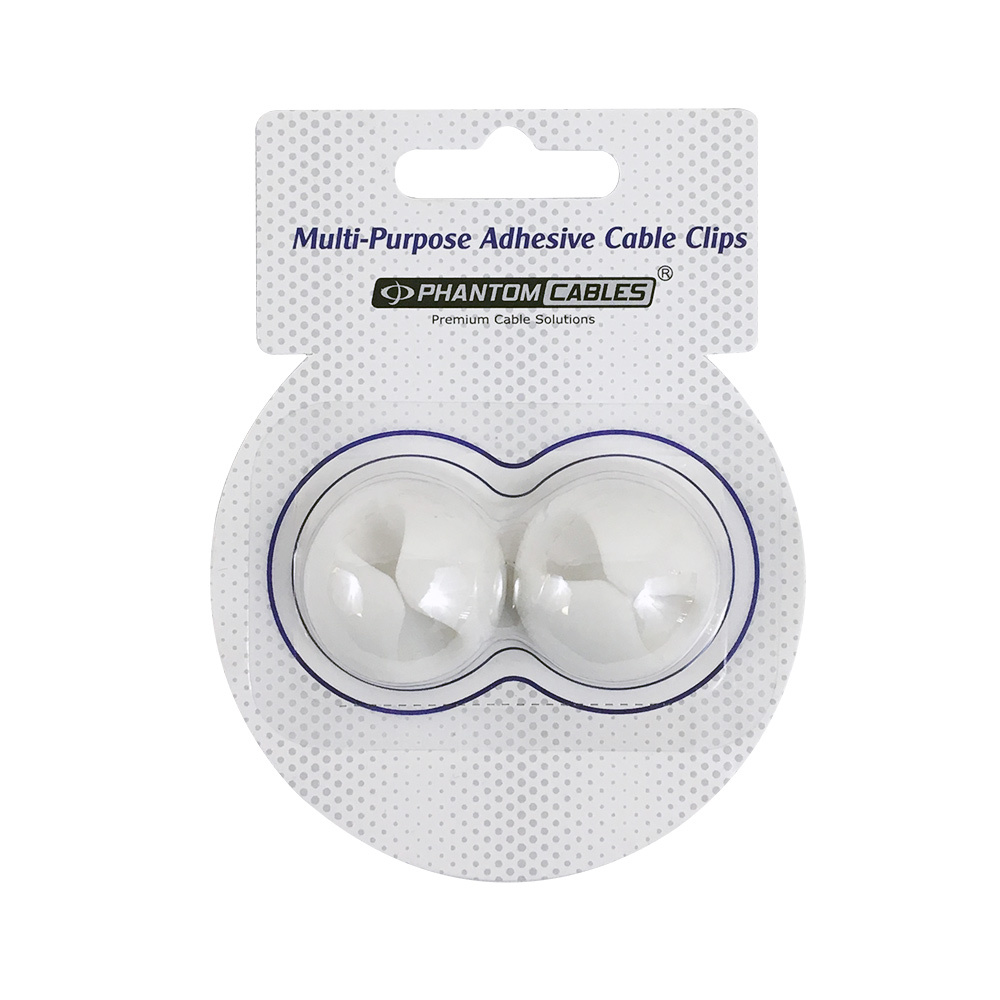CC-AD1-WH: Cable Clips for Single Wire - Adhesive - White (2 Pack)