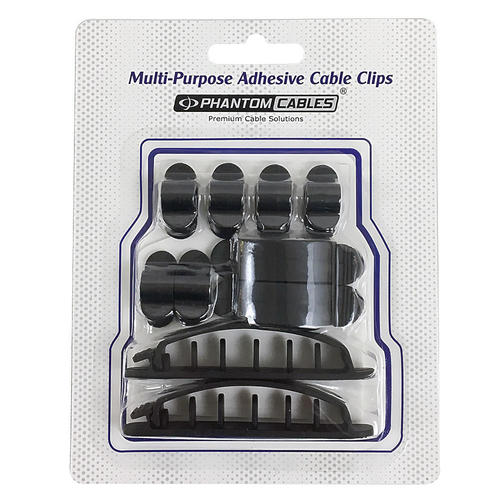 CC-AD10P-BK: Cable Clips Multi-Pack - Adhesive - Black (10 Pack)