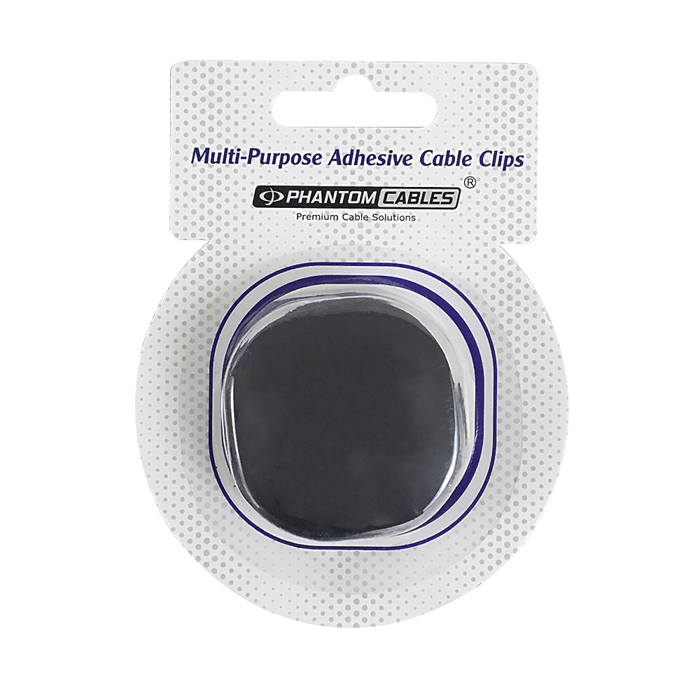 CC-AD4-BK: Cable Clips for Four Wires - Adhesive - Black (1 Pack)