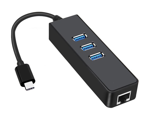 UC31E3U: USB Type-C to 3-Port USB 3.0 Hub with Gigabit Ethernet Port Adapter Ethernet Adapter