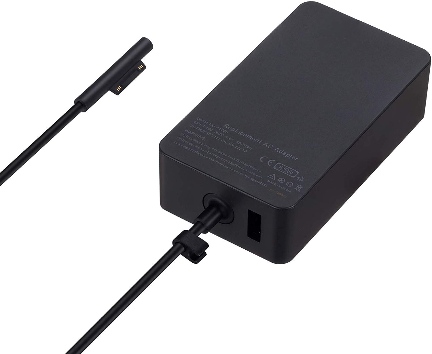 HF-SPPA-65w154: Surface Pro Charger 15V 4A 65W for Surface Pro 7/6/5/4/3/X,Surface Book 1/2,Surface Laptop,Surface Go w/ 5V/1A USB 1706