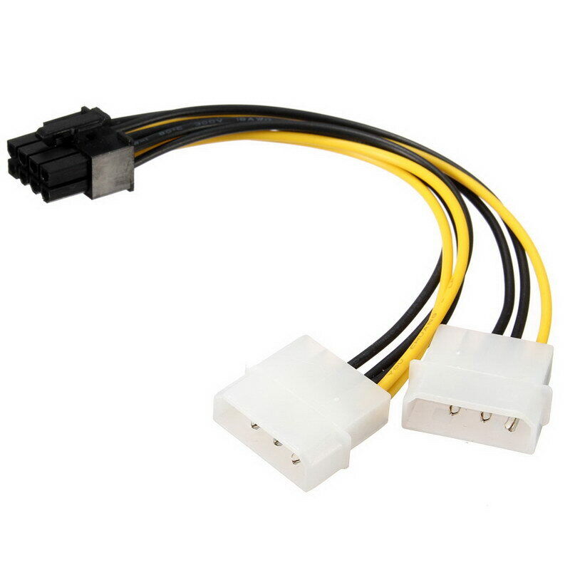 HF-8PPTD4P: 8 Pin PCI Express Male To Dual LP4 4Pin Molex IDE Power Cable Adapter