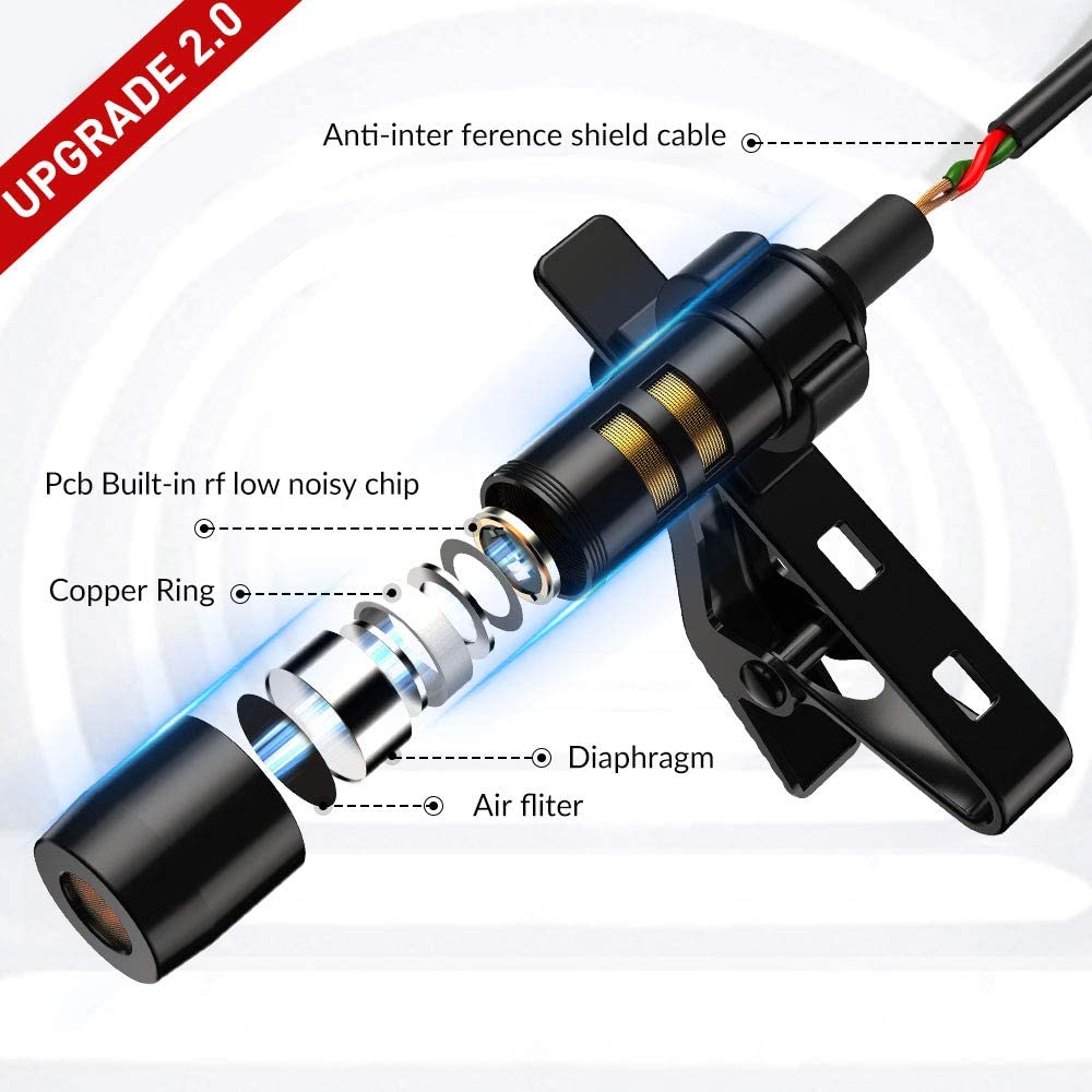 HF-A35MIC: Lavalier Lapel Clicp-on Microphonewith 3.5mm Audio Jack, Noise Canceling Mic for for Phone, Camera, Audio Video, Recording