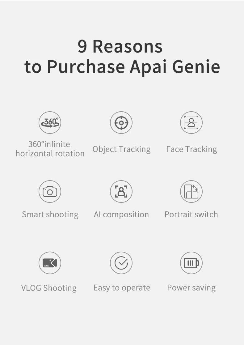 HF-AGRC1: Personal Robot Camera, 360 Rotation Auto Tracking Smart Following Face & Object Phone Mount Stand Holder Tripod Selfie