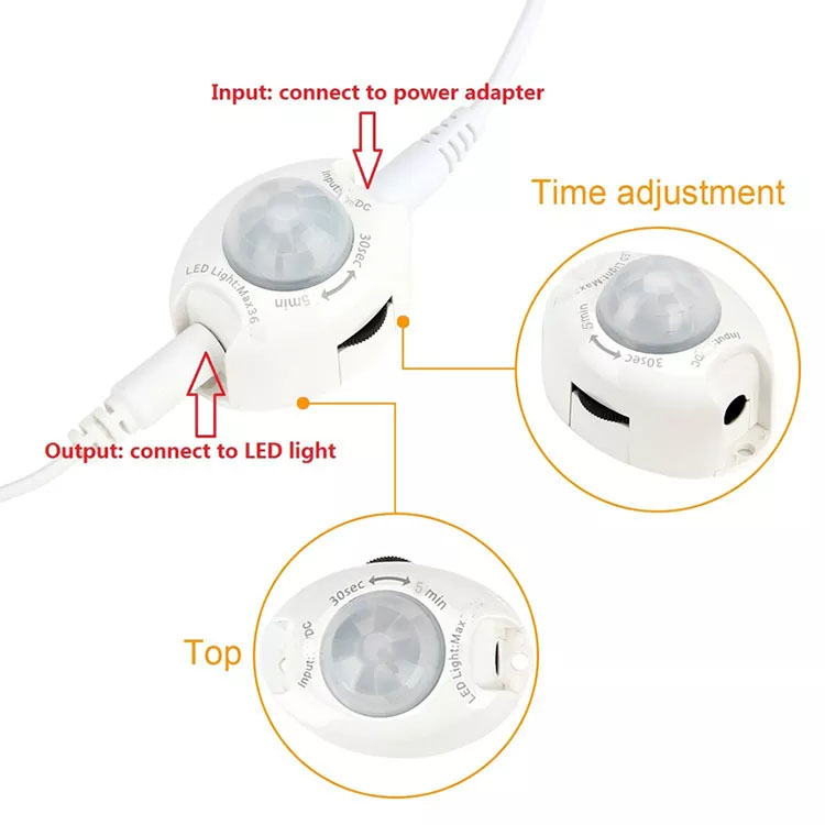 HF-BASLED: Motion Activated Bed Light, Flexible LED Strip Motion Sensor Night Light Bedside Lamp Illumination with Automatic Shut Off Timer 2x 5ft - Click Image to Close