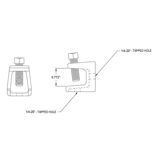 HF-BC0250: 1" Beam Clamp 75lb Load, 1/4-20 Thread