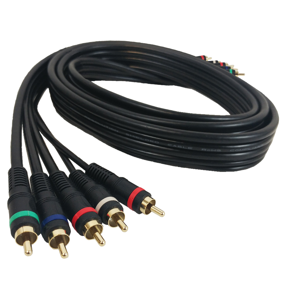 HF-C-5COMP: 3 to 50 ft RGB Component Video Audio Cable - (Red-Green-Blue+Red-White ) 5 RCA Cable - DIRECTV, Satellite Dish Comcast - Click Image to Close
