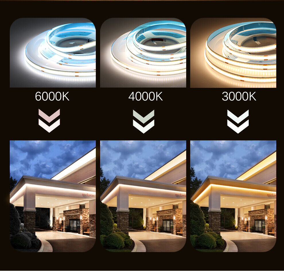 HF-C320LS12: COB Flexible 320 LED Strip Light High Density 5m 16.4FT White Dimmable LED Ribbon