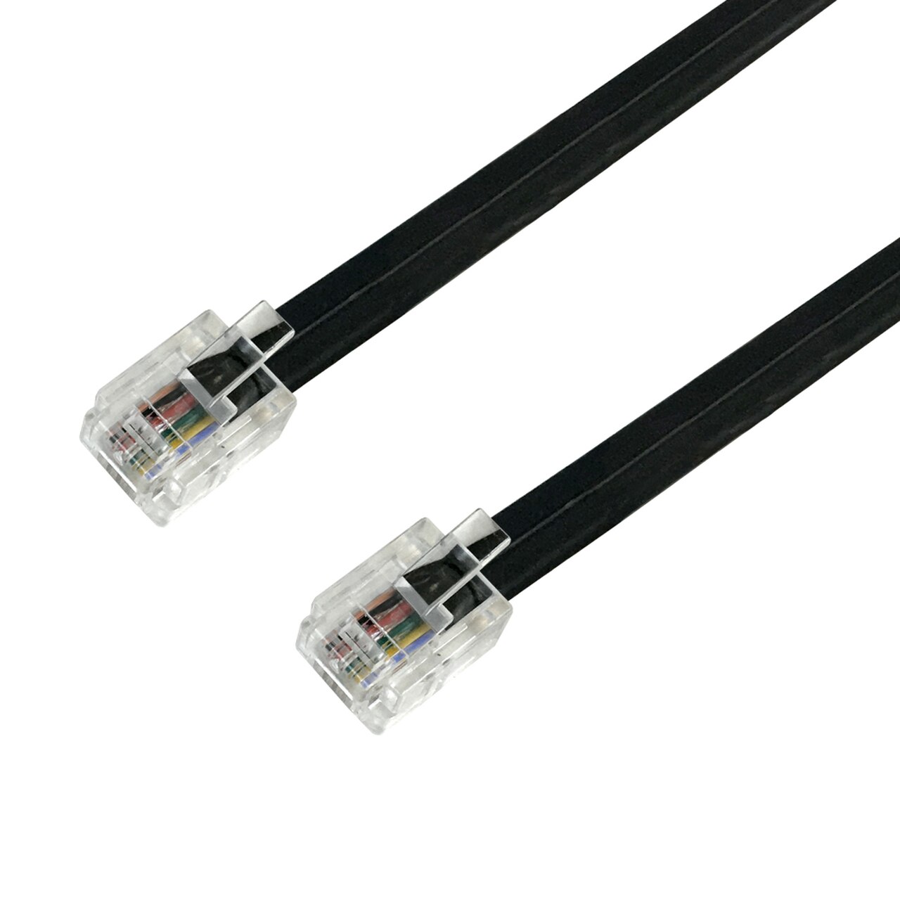 HF-CBK6P6C: 1 to 15 ft RJ12 Modular Data Telephone Cable Straight Through 6P6C - 28AWG - Black