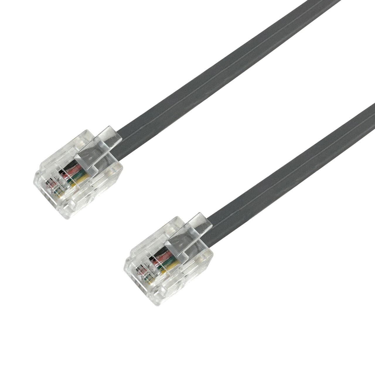 HF-CSS6P4C: 1 to 15 ft RJ11 Modular Data Telephone Cable Straight Through 6P4C - 28AWG - Silver Stain