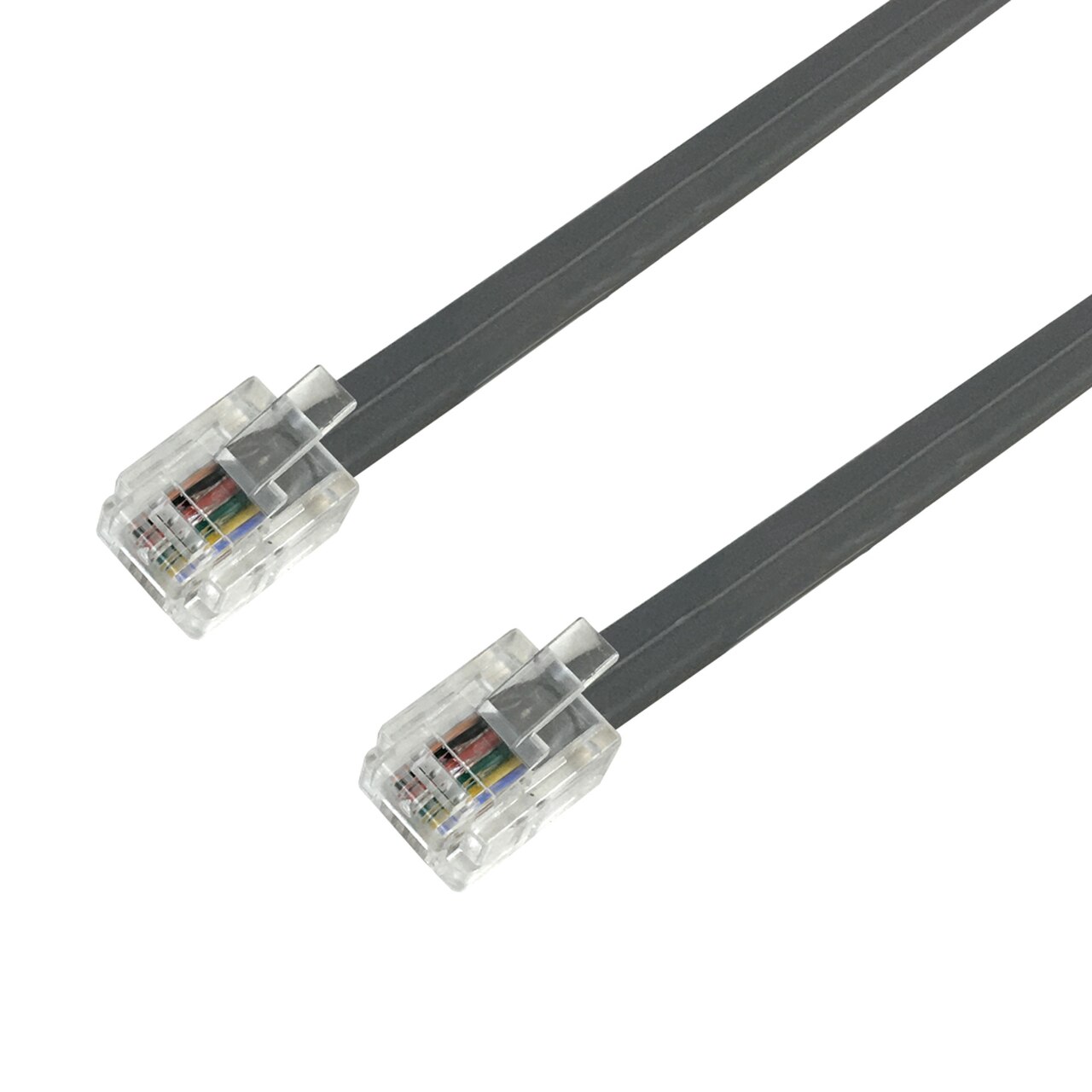 HF-CSS6P6C: 1 to 15 ft RJ12 Modular Data Telephone Cable Straight Through 6P6C - 28AWG - Stain Silver