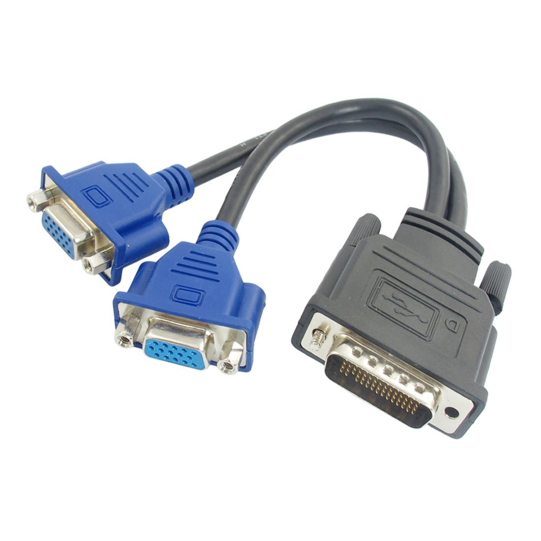 HF-D59V2GA: LFH-59 (DMS-59) DVI Male to Dual VGA Female M/F Splitter Adapter