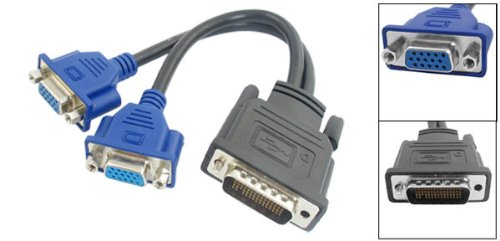 HF-D59V2GA: LFH-59 (DMS-59) DVI Male to Dual VGA Female M/F Splitter Adapter