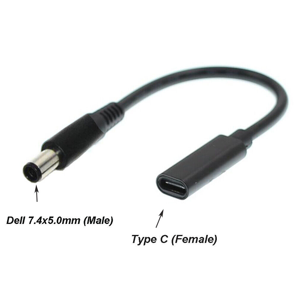 HF-D7450TC-A: 7.4x5.0mm to USB C TYPE Laptop Charger Adapter Power Converter Cable for Dell HP Laptop - Click Image to Close