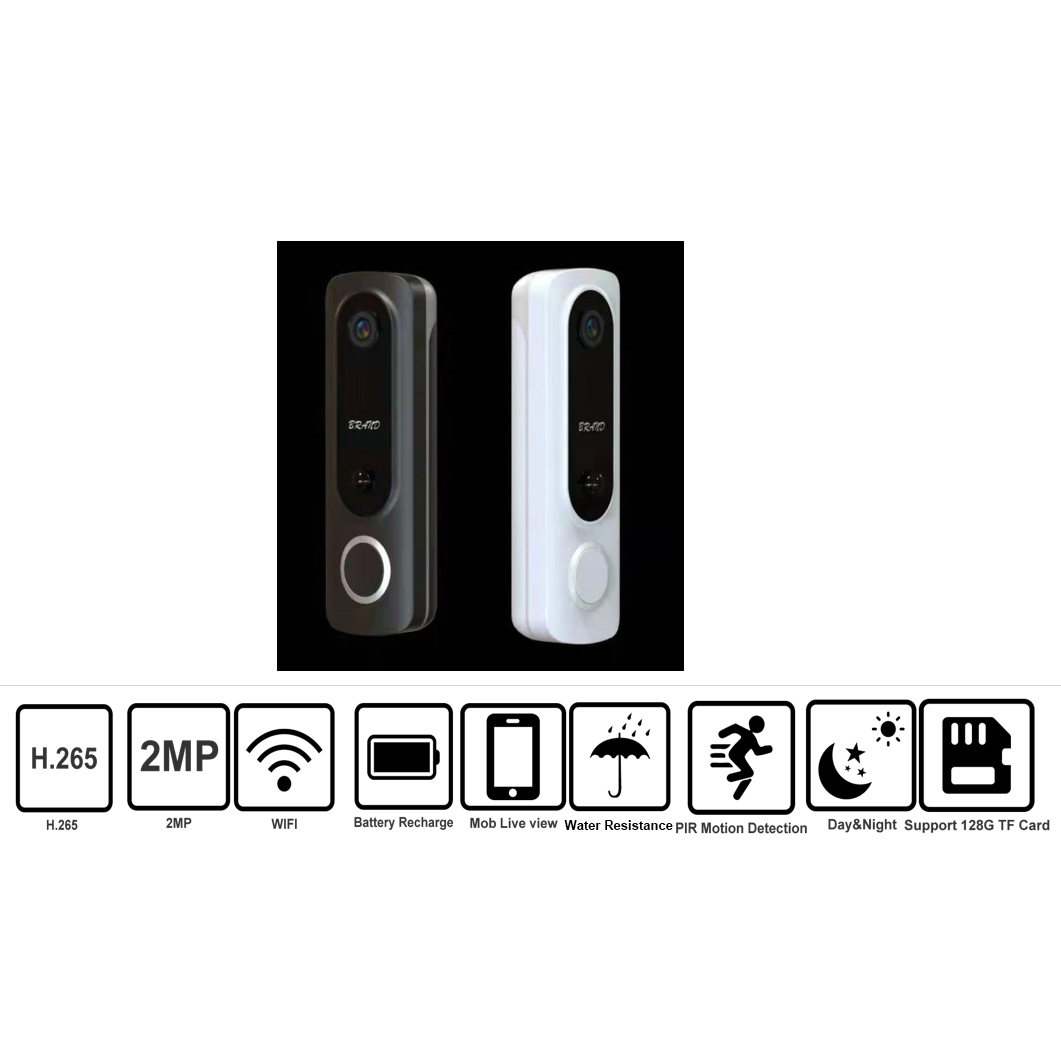 HF-DB2MWF: Wireless WIFI 1080P Doorbell Video Camera, PIR Motion Detection, Anti-Theft, Night Vision, 2 Way Audio, Easy Installation