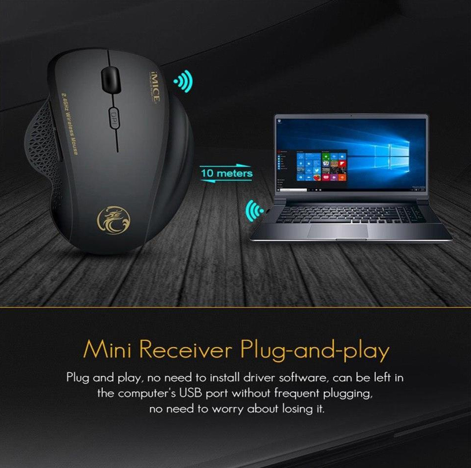 HF-IMG6: 6 keys 2.4Ghz 800-1200-1600 DPI Third Gear Wireless Mouse Mice& USB Receiver For PC Laptop Adjustable Game Mice - Click Image to Close