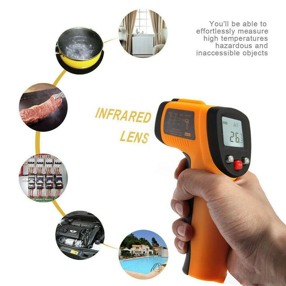 HF-ITHERM: Infrared Thermometer, Non-Contact Digital Laser Temperature Gun -58°F to 1022°F (-50°C to 550°C) with LCD Display (NOT for Human)