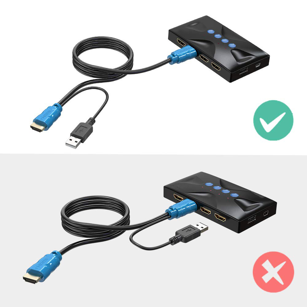 HF-KS14V1-401: HDMI 1.4 4 Port KVM Switch with 2-port USB 2.0 Hub, 4 Computers Share 1 Monitor Keyboard Mouse Printer or U-Disk