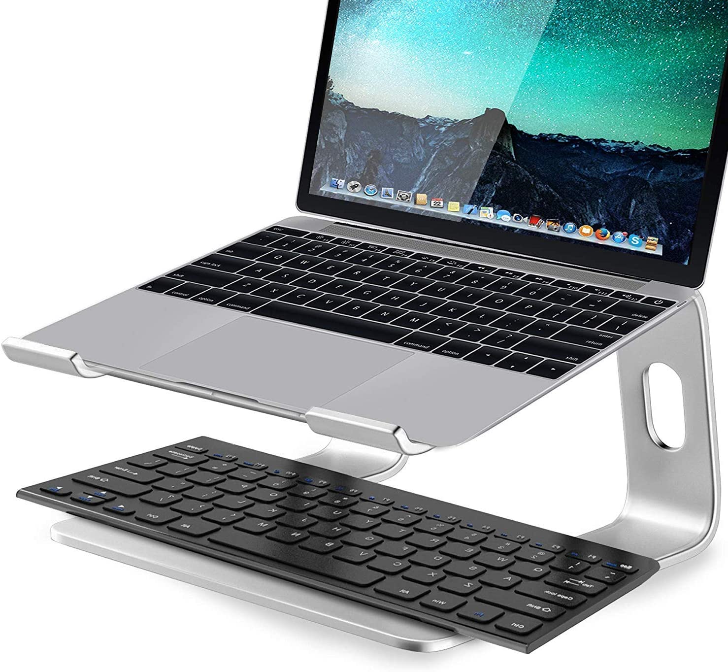 HF-LSH: Aluminum Laptop Stand for Desk Compatible with Mac MacBook Pro Air Apple Notebook, Portable Holder - Click Image to Close