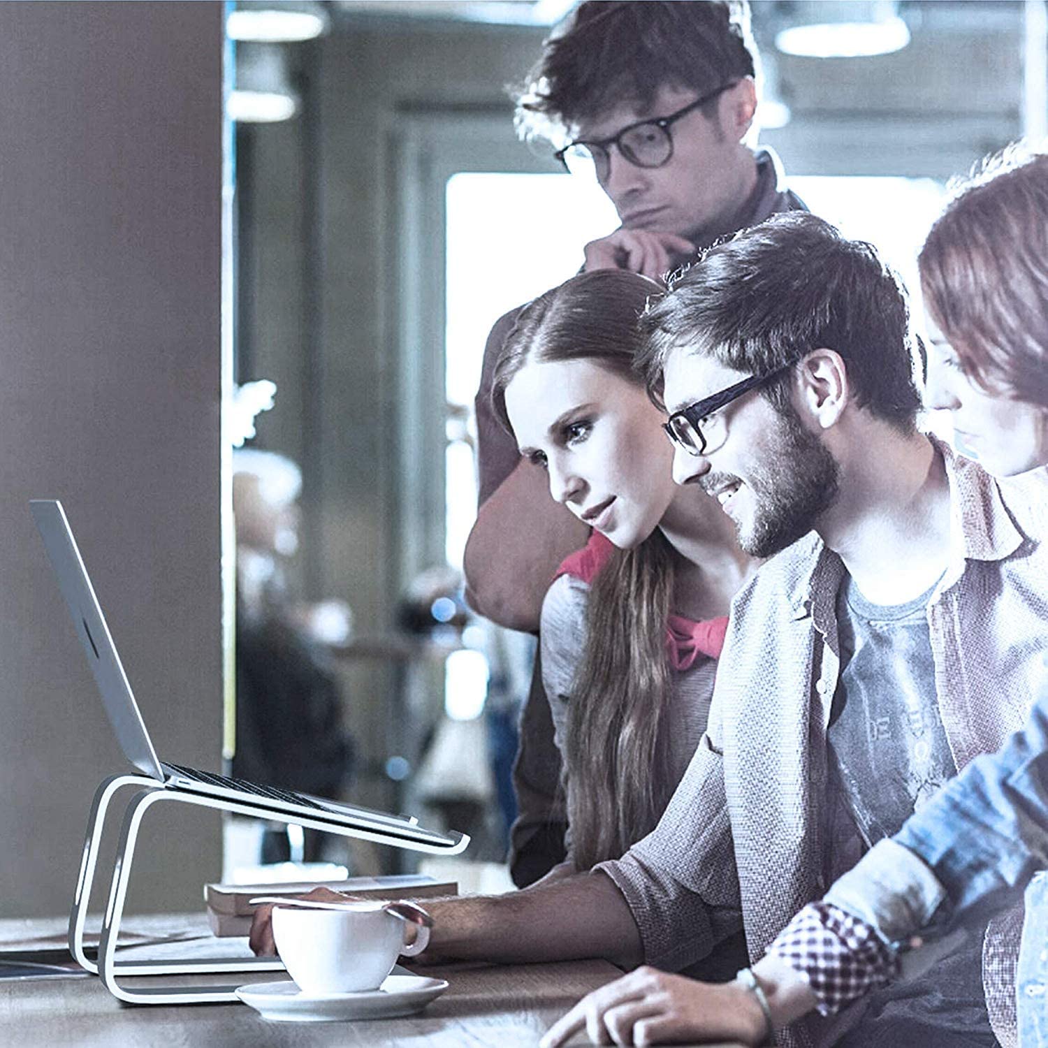 HF-LSH: Aluminum Laptop Stand for Desk Compatible with Mac MacBook Pro Air Apple Notebook, Portable Holder