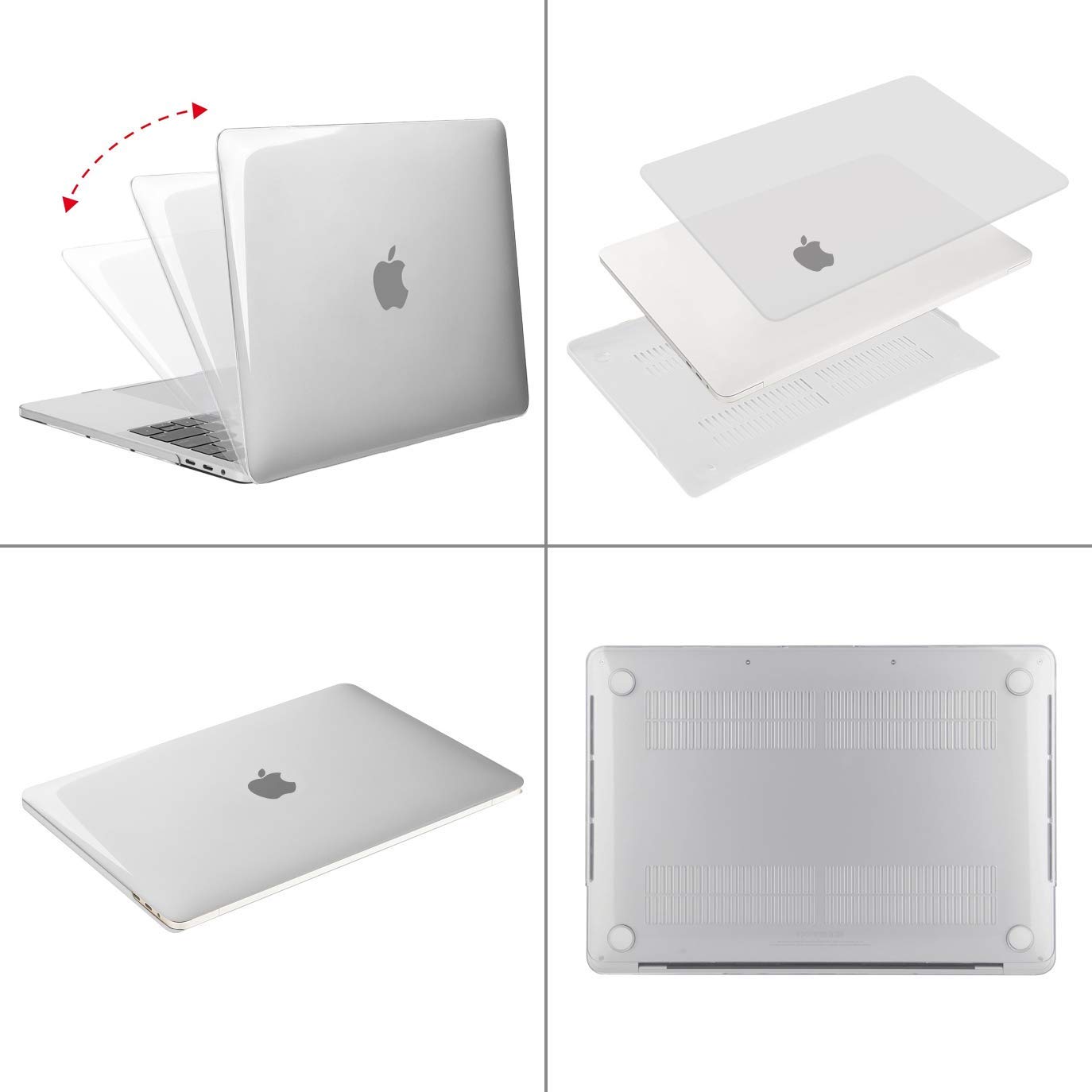 HF-MBP-CSC: MacBook Pro 13 Case 2019 2018 2017 2016 Release A2159 A1989 A1706 A1708, Plastic Hard Case Shell Cover Compatible with MacBook Pro 13 Inch with/Without Touch Bar and Touch ID, Crystal Clear