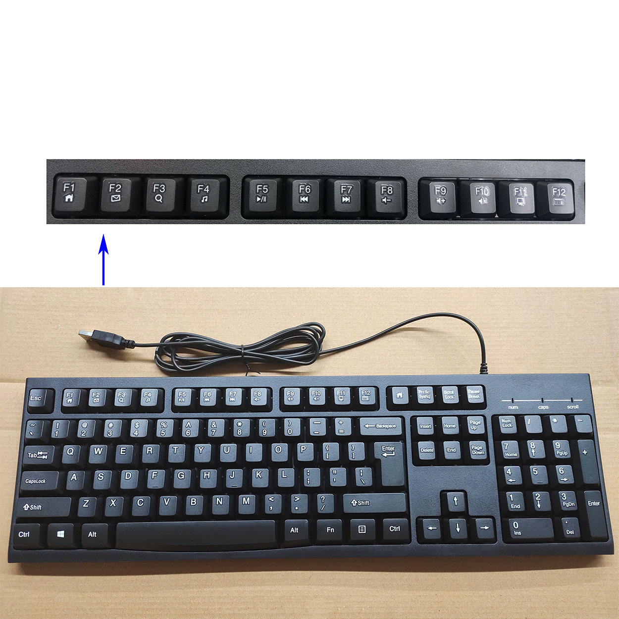 HF-MMKB1: USB Wired Full Size Multimedia Keyboard - Click Image to Close