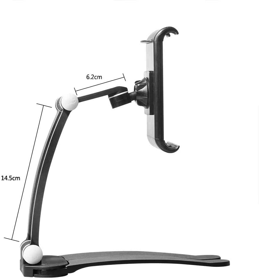 HF-NKS-TH: tablet stand mount , Kitchen Tablet Holder Adjustable arm Phone Tablet Bracket fits 4 to 10.5" Tablets and Cabinet Desktop Mount Stand for Samsung iPad Tablet Smartphone-