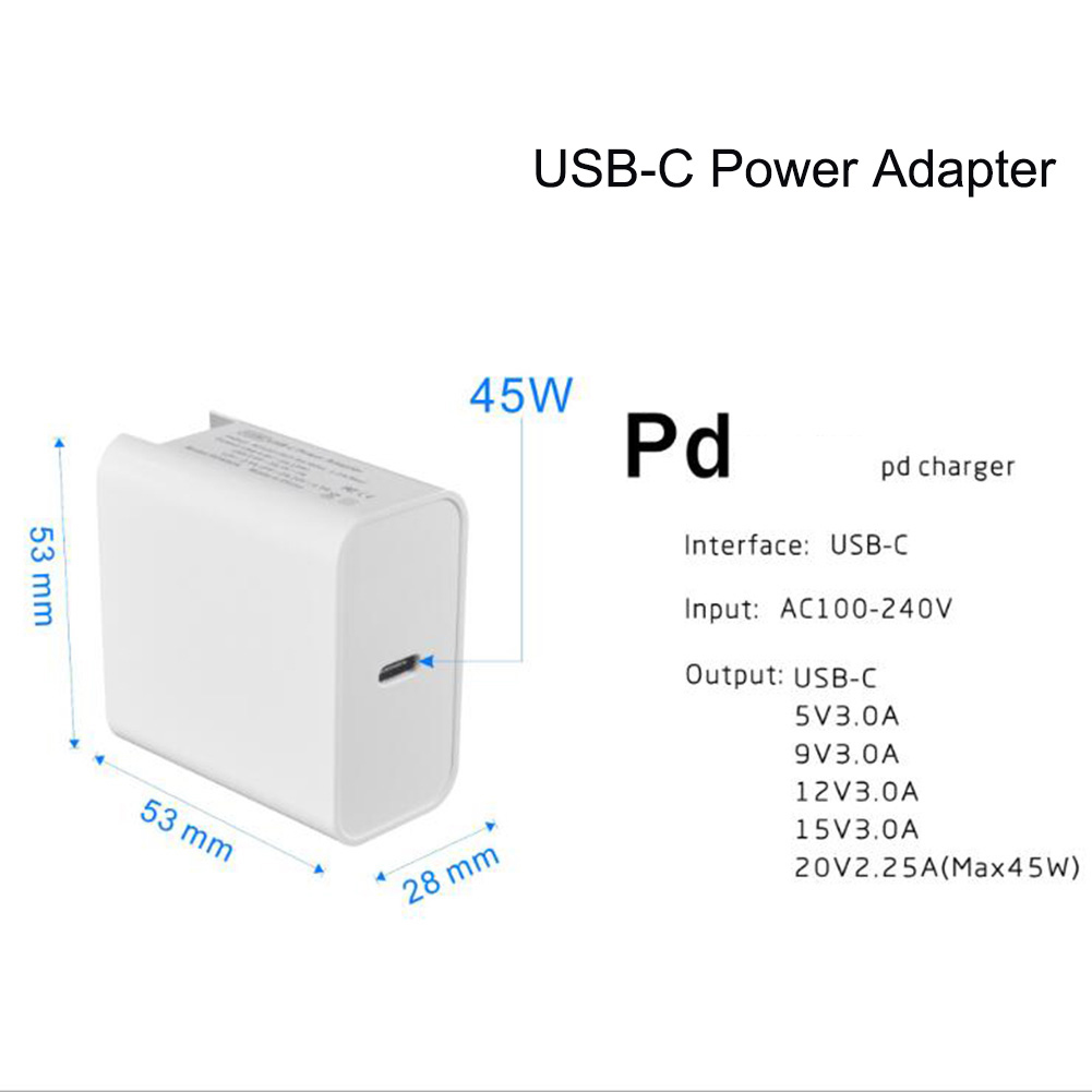 HF-PD3045: USB C Charger 45W PD Quick Charger Type-C Wall Charger Power Adapter for iPhone, Samsung Galaxy, Pixel, iPad Pro, MacBook
