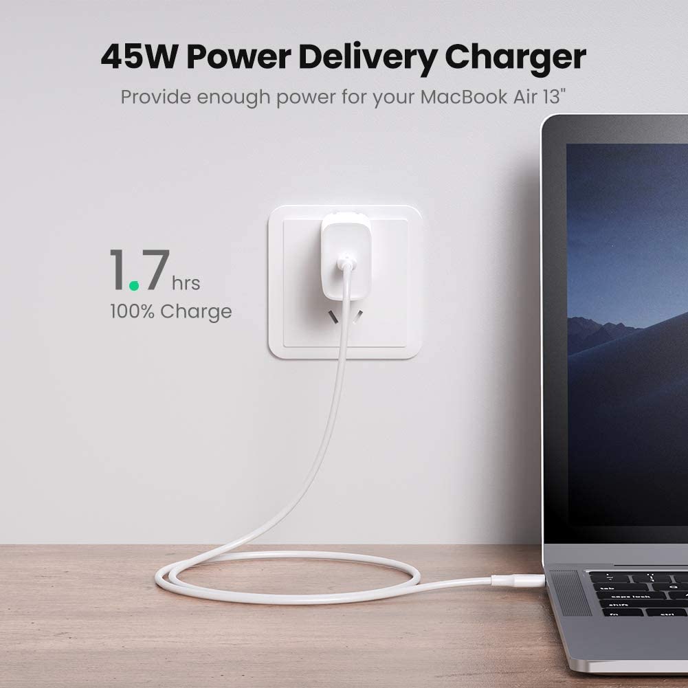 HF-PD3045: USB C Charger 45W PD Quick Charger Type-C Wall Charger Power Adapter for iPhone, Samsung Galaxy, Pixel, iPad Pro, MacBook