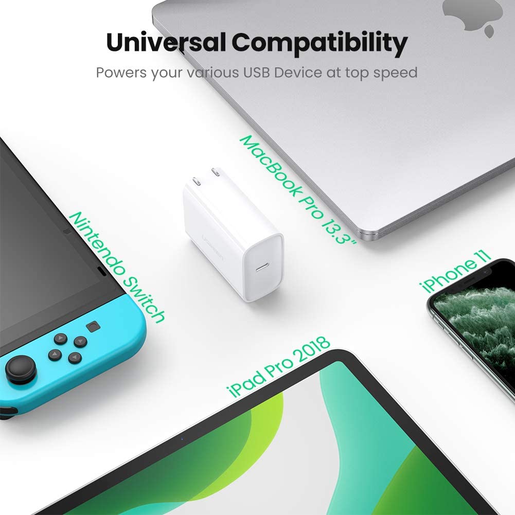 HF-PD3045: USB C Charger 45W PD Quick Charger Type-C Wall Charger Power Adapter for iPhone, Samsung Galaxy, Pixel, iPad Pro, MacBook