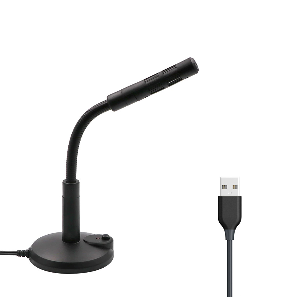 HF-PSUMC: USB Desktop Microphone Mic with On Off Mute Button Stand for Computer Laptop