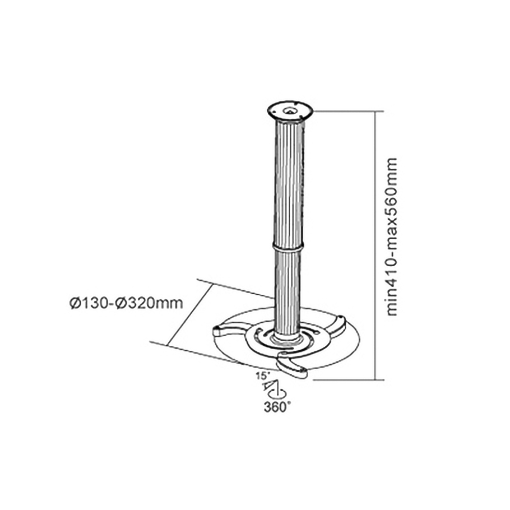 HF-PTM802: Tilt & Rotate Projector Ceiling Mount Bracket (405-555mm)