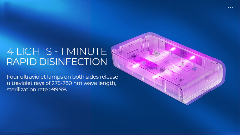 HF-S1P: UV Disinfection Sterilizer Box Portable Antibacterial Germicidal Kill All Germs for Phones, Headphones, Keys and more
