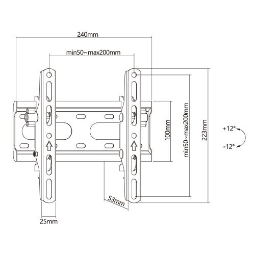 HF-TMTM2342: Tilting TV Wall Mount Bracket for Flat and Curved LCD/LEDs - Fits Sizes 23-42 inches - Max VESA 200x200