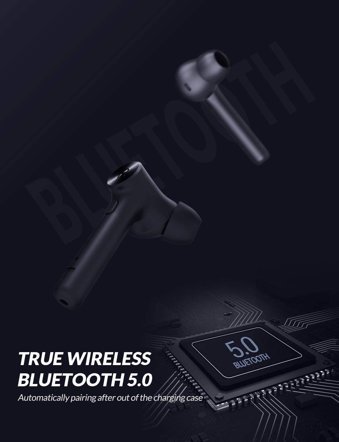 HF-TWE-HUR: Bluetooth 5.0 True Wireless Earbuds, Bluedio Hi(Hurricane) TWS Headphones in-Ear Earphones with Charging Case 5Hrs Playtime - Click Image to Close